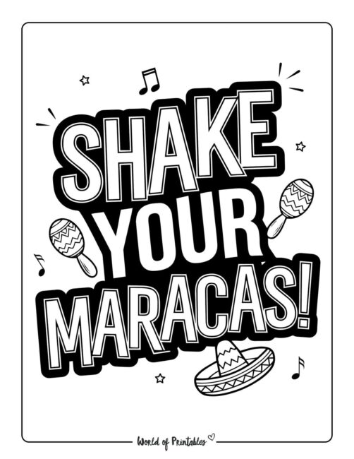 Shake Your Maracas Cinco de Mayo coloring pages