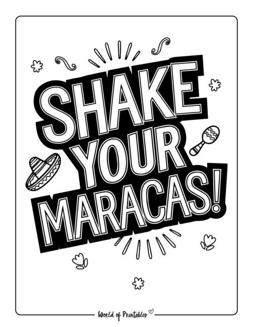 Shake Your Maracas Cinco de Mayo coloring sheets