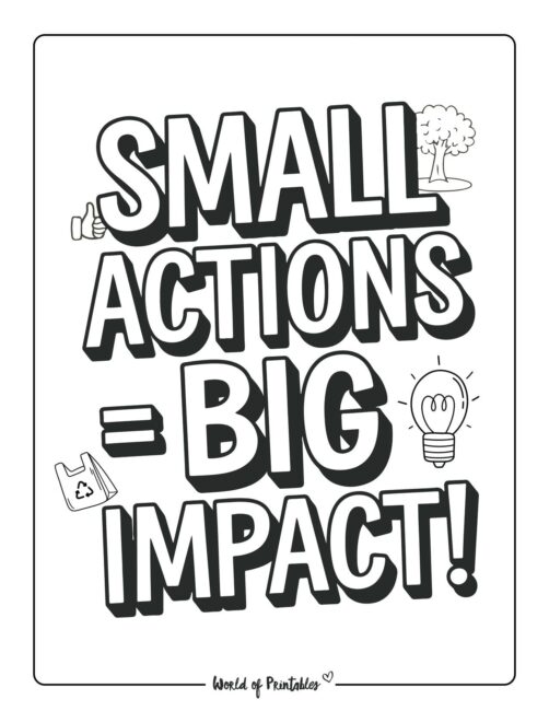 Small Actions Big Impact Environmental Coloring Sheets