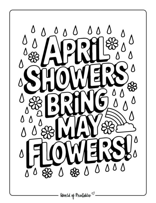 Spring Rain Coloring Pages