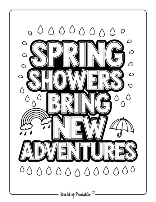 Spring Showers Printable Spring Coloring Sheets