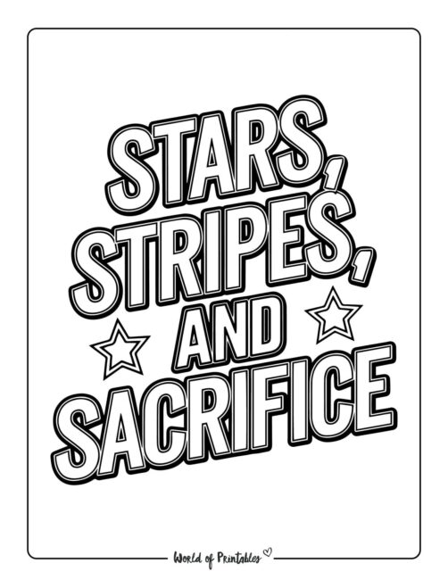 Stars, Stripes and Sacrifice Memorial Day coloring sheets