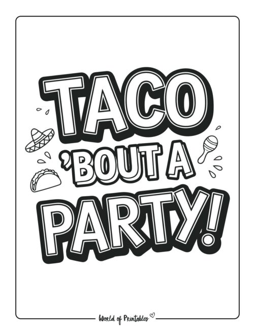 Taco Bout a Party Cinco de Mayo coloring pages