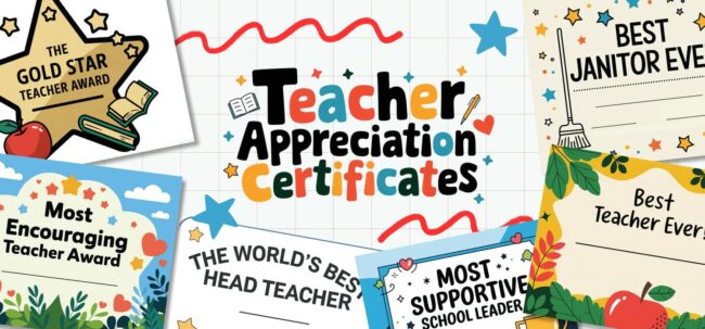 Teacher Appreciation Certificates