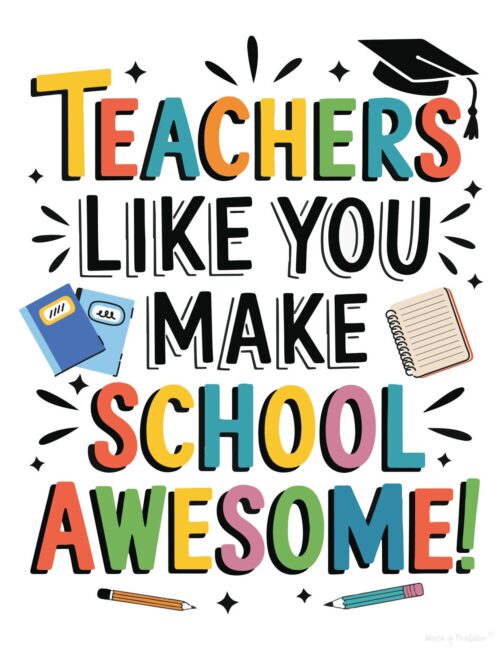 Teacher card with uplifting quote printable