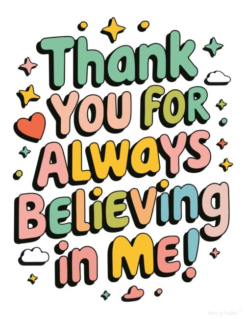 Thank You For Believing in Me Teacher Appreciation Cards