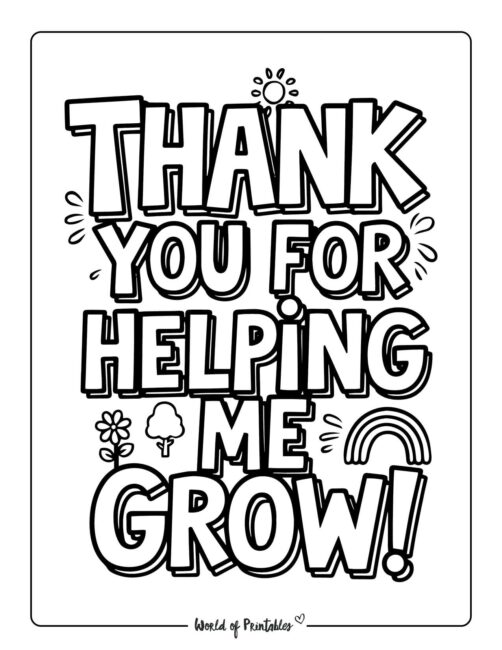 Thank You For Helping Me Grow Teacher Appreciation Week Coloring Pages