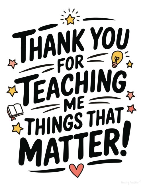 Thank You For Teaching Me Teacher Appreciation Cards