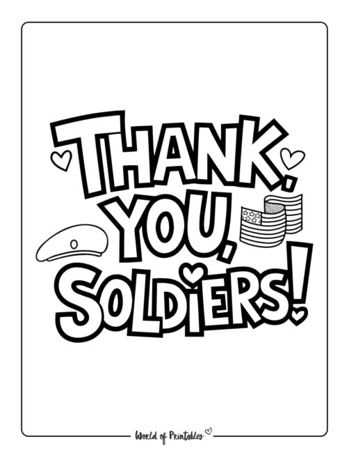 Thank You, Soldiers Memorial Day coloring sheets