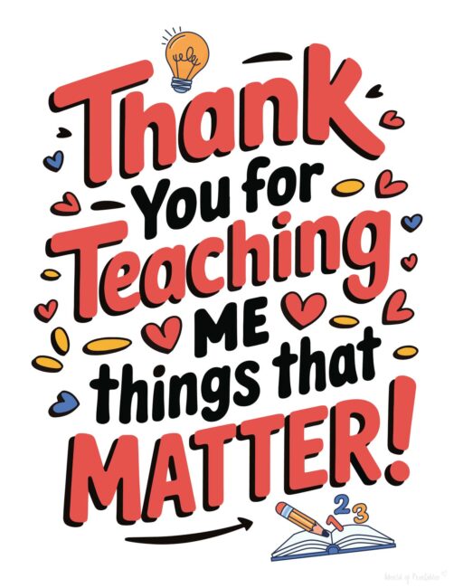 Thank You Teacher Appreciation Cards