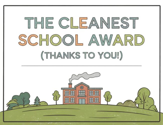 The Cleanest School Janitor Appreciation Certificate