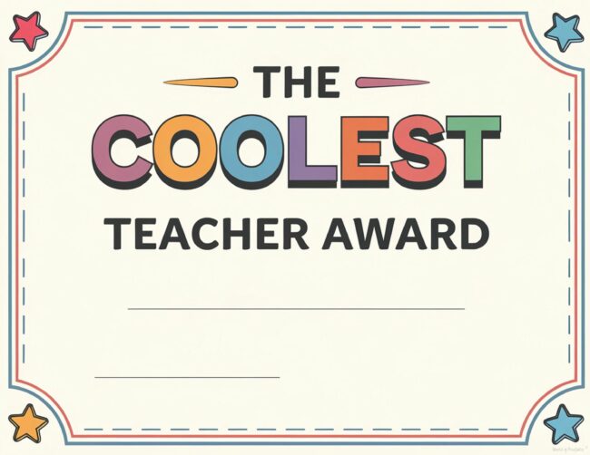 The Coolest Teacher Award Template