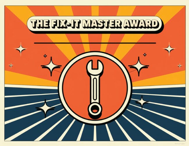 The Fix It Master Janitor Recognition Certificate