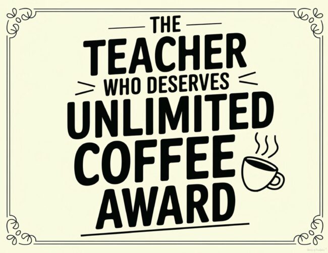 Unlimited Coffee Teacher Appreciation Certificate