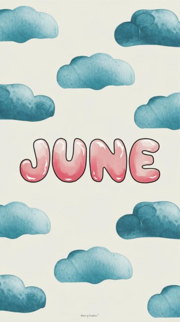 Watercolor Clouds June iPhone wallpaper