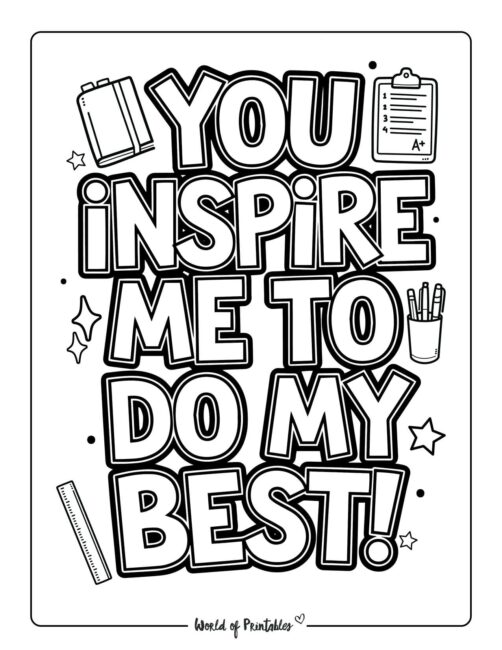 You Inspire Me Teacher Appreciation Coloring Pages