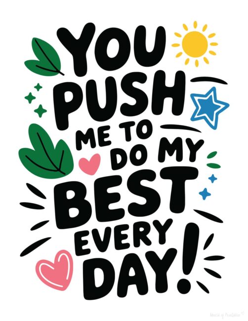 You Push Me to Do My Best Teacher Appreciation Cards