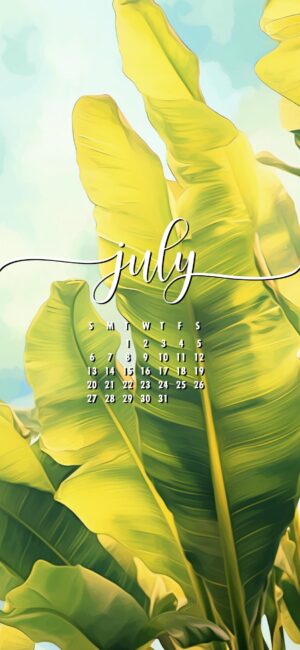 Banana Leaf July 2025 phone calendar background