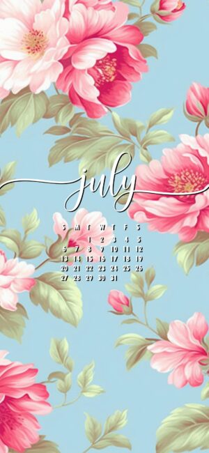 Beautiful July calendar wallpaper for phone