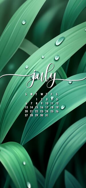 Botanical July 2025 phone calendar background