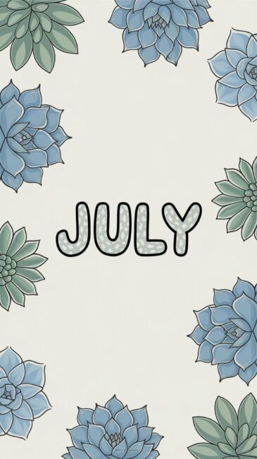 Botanical July aesthetic phone background