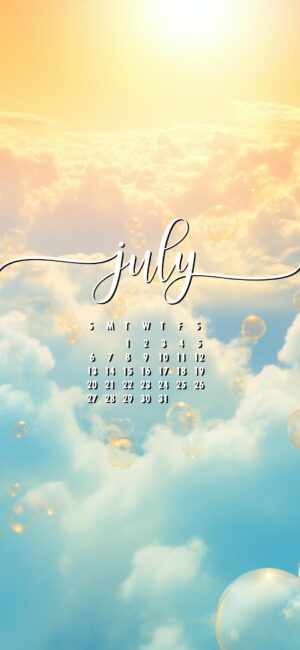 Cloud July 2025 phone calendar background