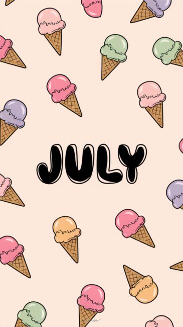 Cute Ice Cream July phone background