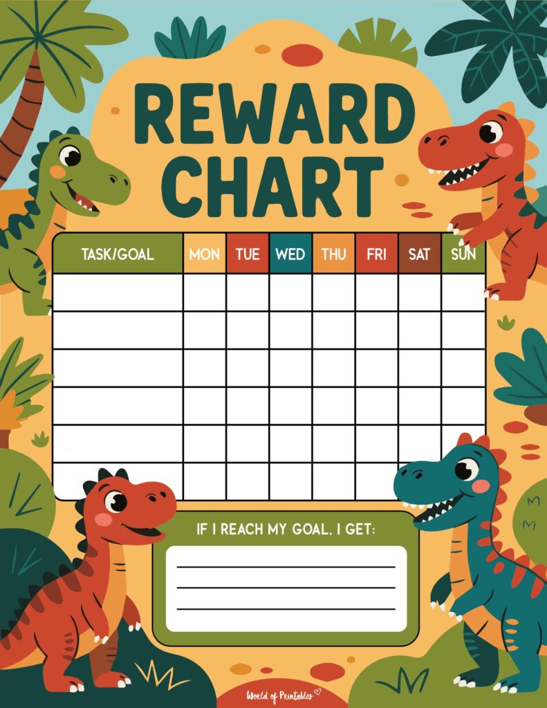 Dinosaur Chore Chart for Kids Printable