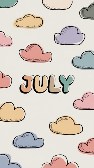 Doodle Clouds July lock screen background