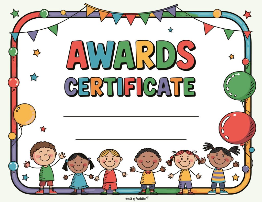 Elementary School Award Certificate Kids Design