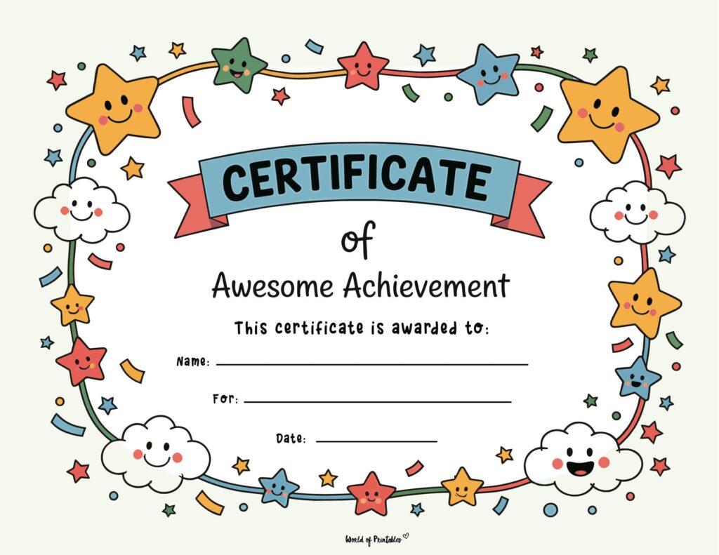 Fun Stars Academic Excellence Certificate for Kids