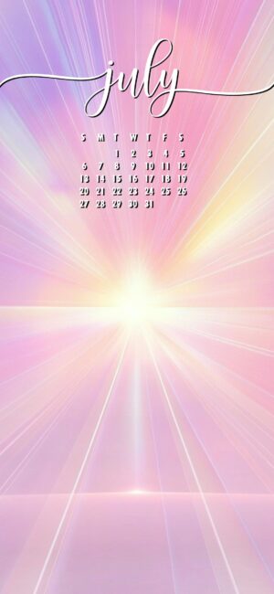 Pastel July calendar wallpaper for mobile