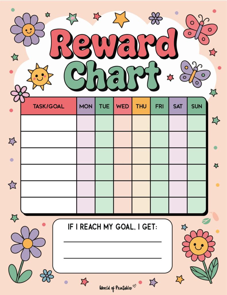 Pretty Flower Positive Reinforcement Chart for Kids