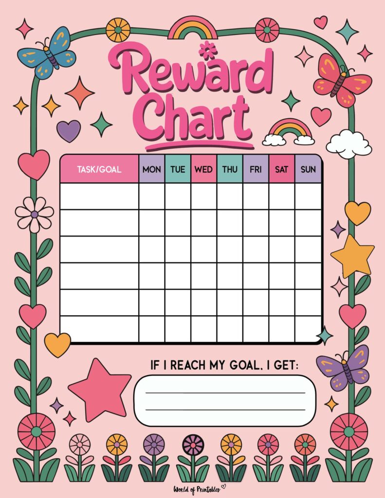 Pretty Girly Good Behavior Chart for Kids