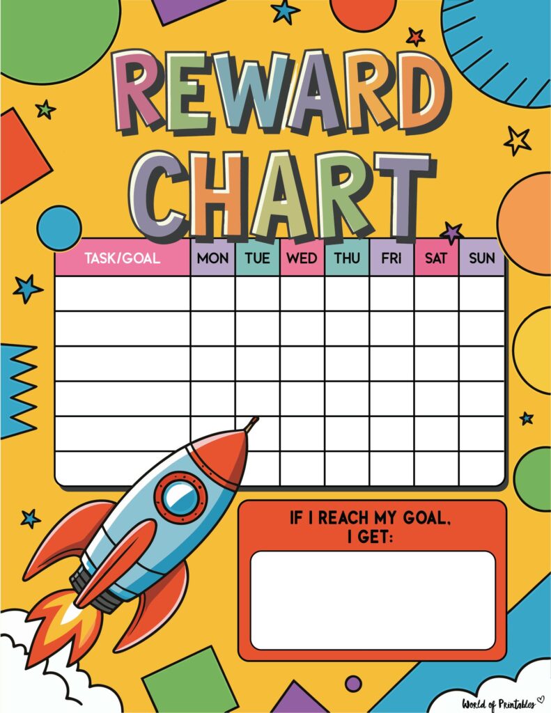 Rocket Printable Sticker Chart for Kids