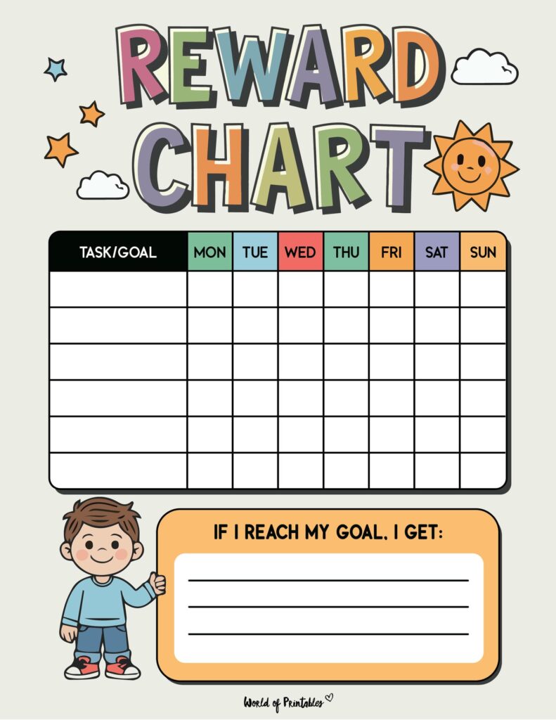 Simple Printable Reward Chart for Kids