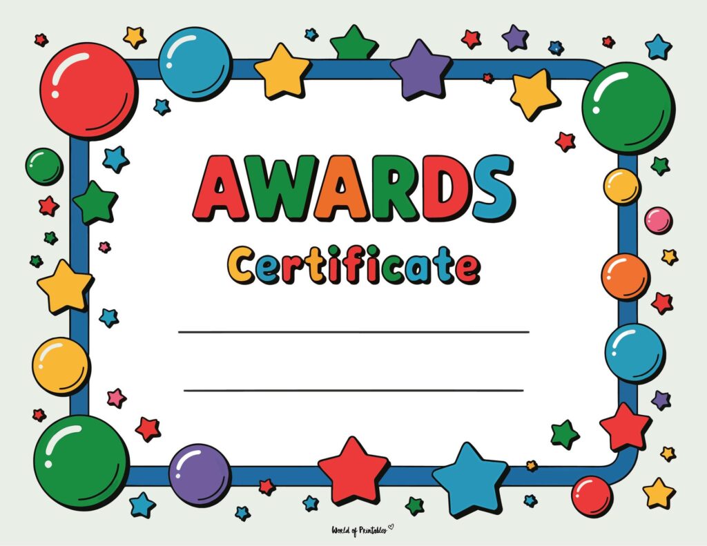 Simple Stars Colorful Certificate for Children