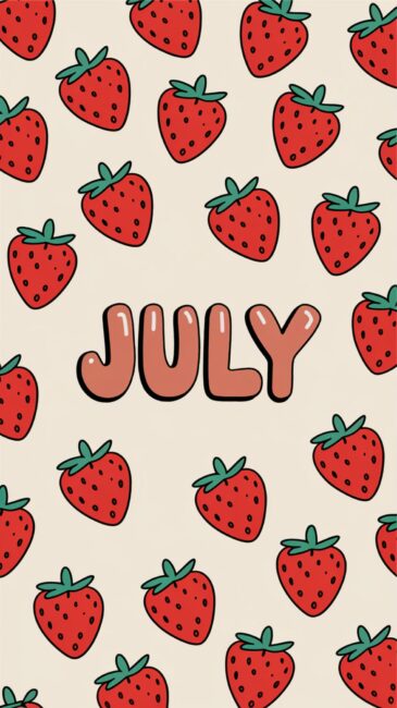 Strawberry Cute July phone background