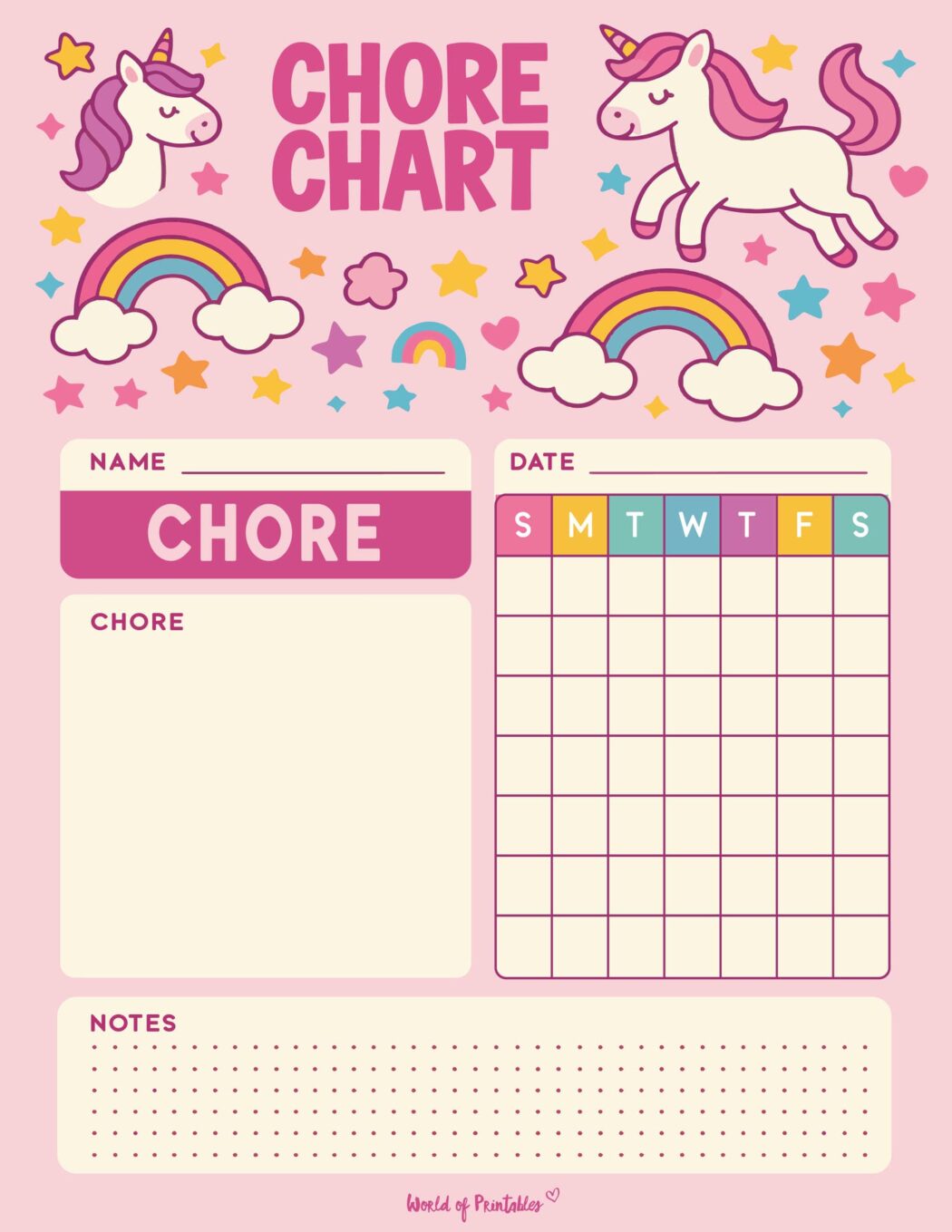 Free Printable Chore Charts for Kids (Over 30 Fun Designs!) - World of ...