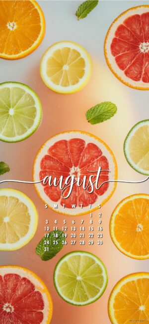 Citrus-downloadable-august-calendar-phone-wallpaper
