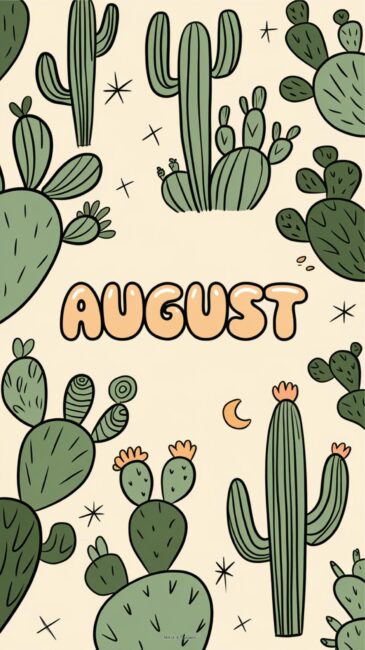 Cute Cacti August phone wallpapers