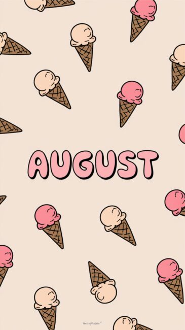Cute Ice Cream August phone wallpapers