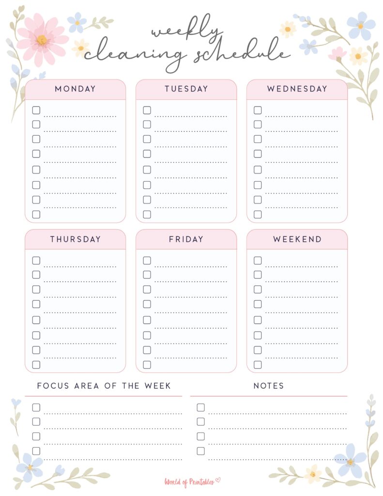 Printable Weekly Cleaning Schedule-110