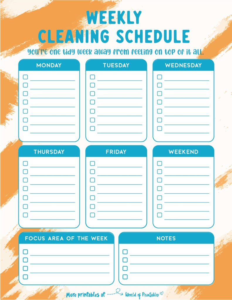 Printable Weekly Cleaning Schedule-130