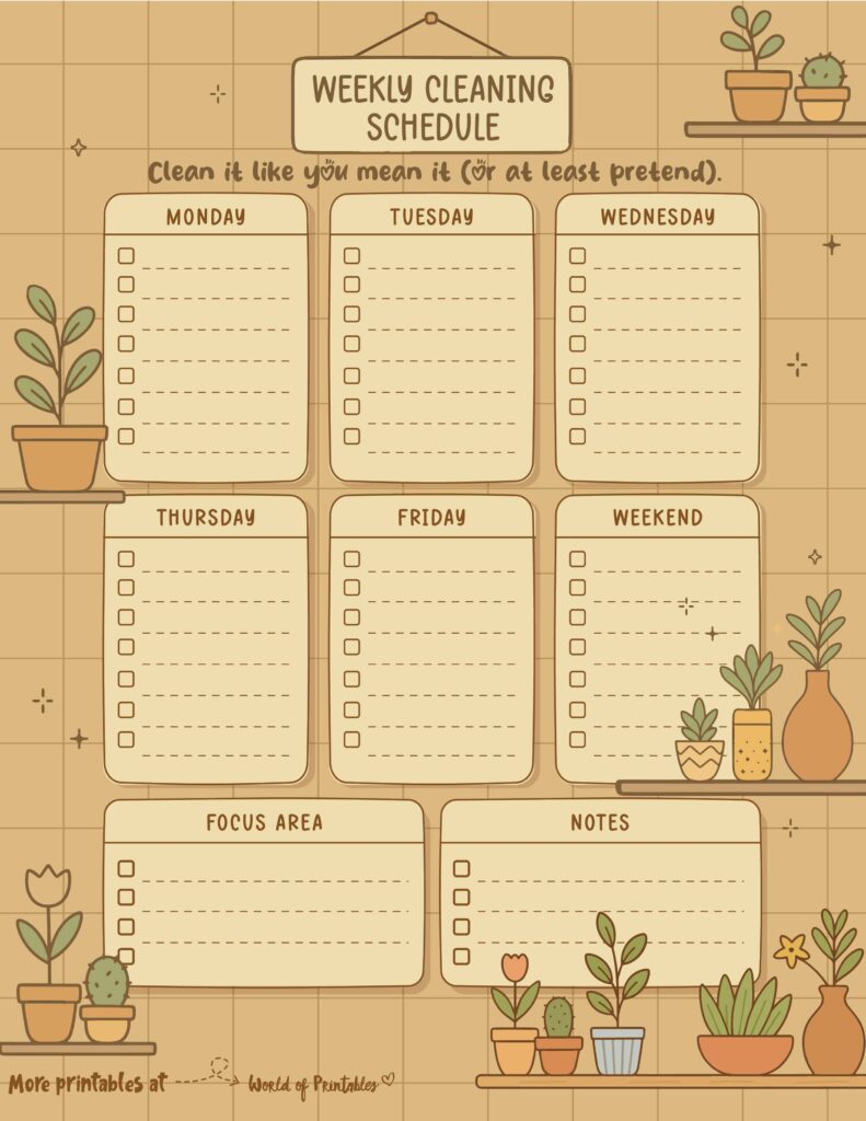 Printable Weekly Cleaning Schedule-132