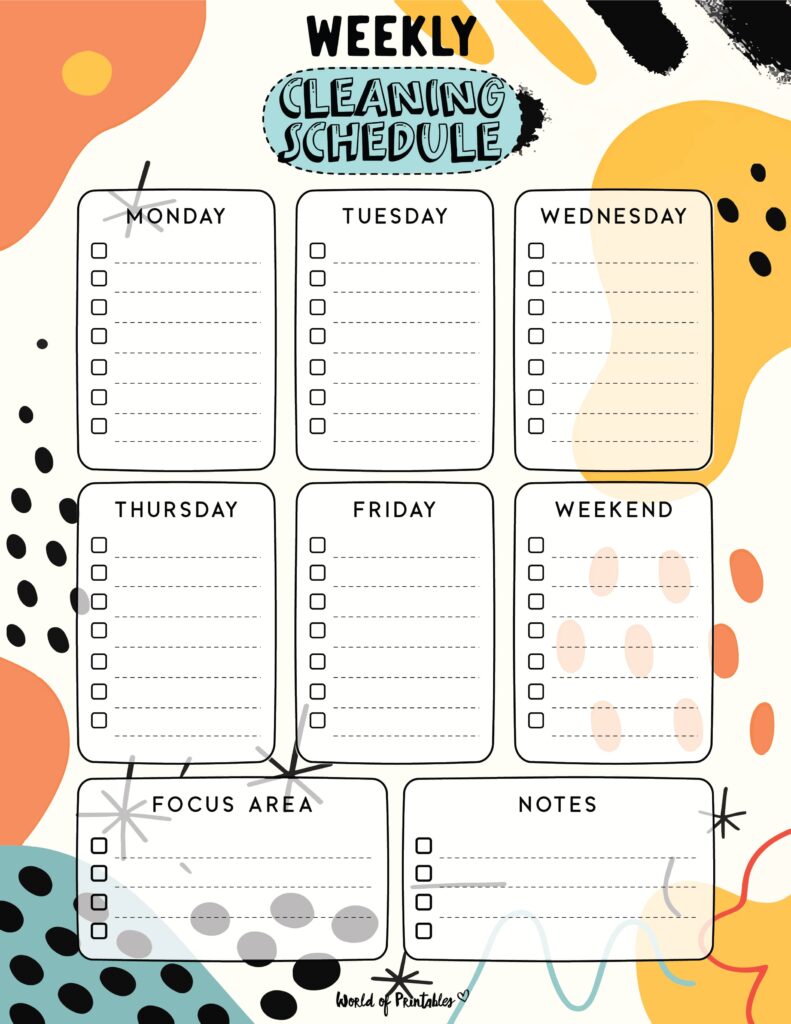 Printable Weekly Cleaning Schedule-135