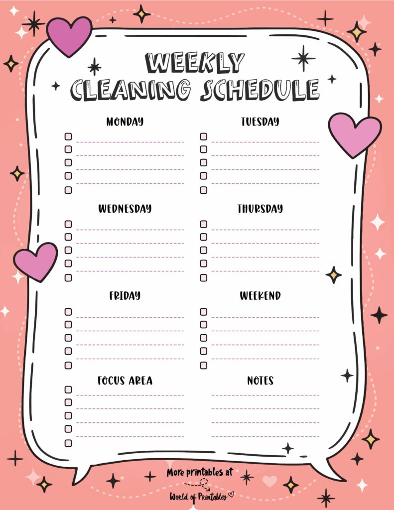 Printable Weekly Cleaning Schedule-146