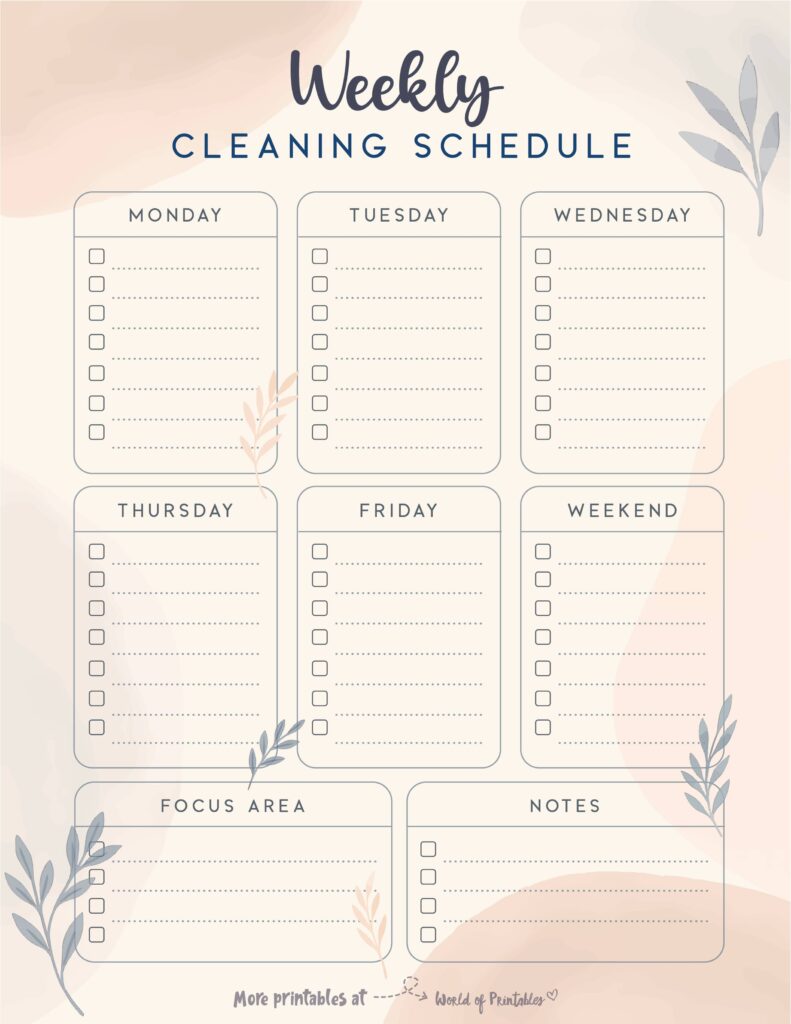 Printable Weekly Cleaning Schedule-150