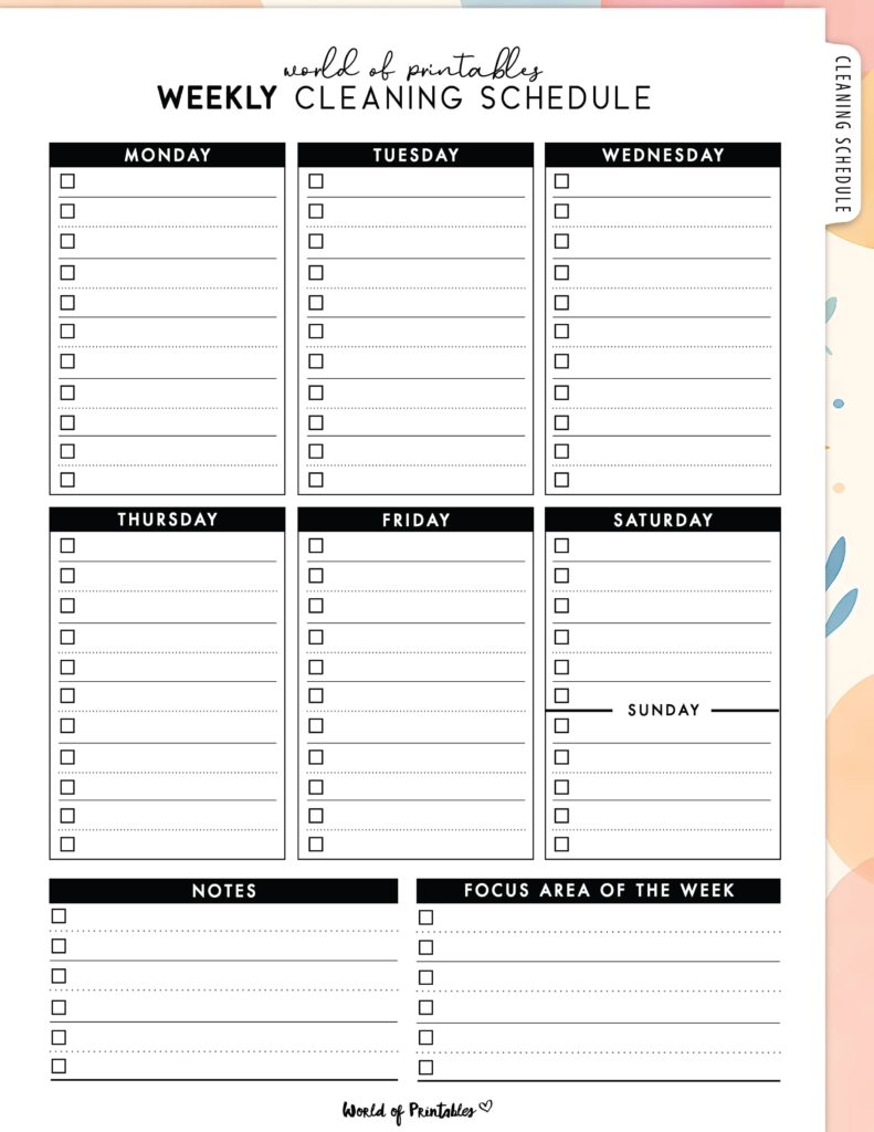 Printable Weekly Cleaning Schedule-50
