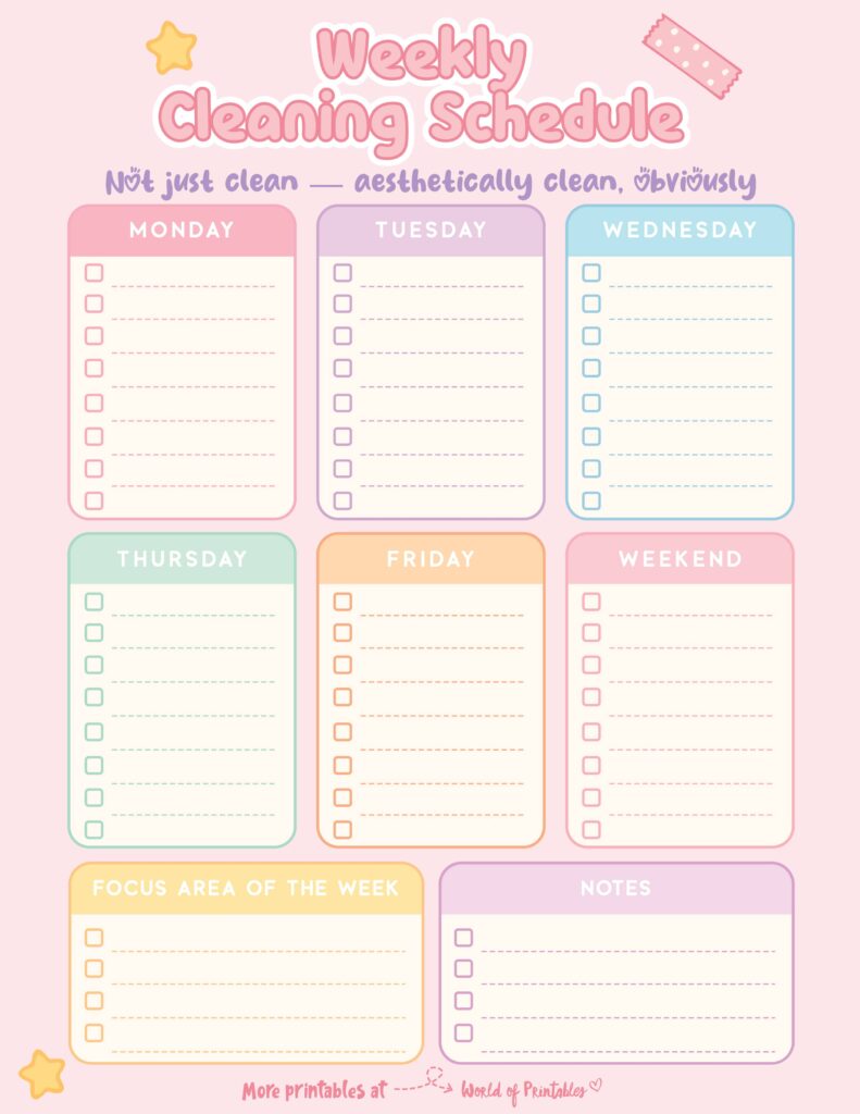Printable Weekly Cleaning Schedule-86